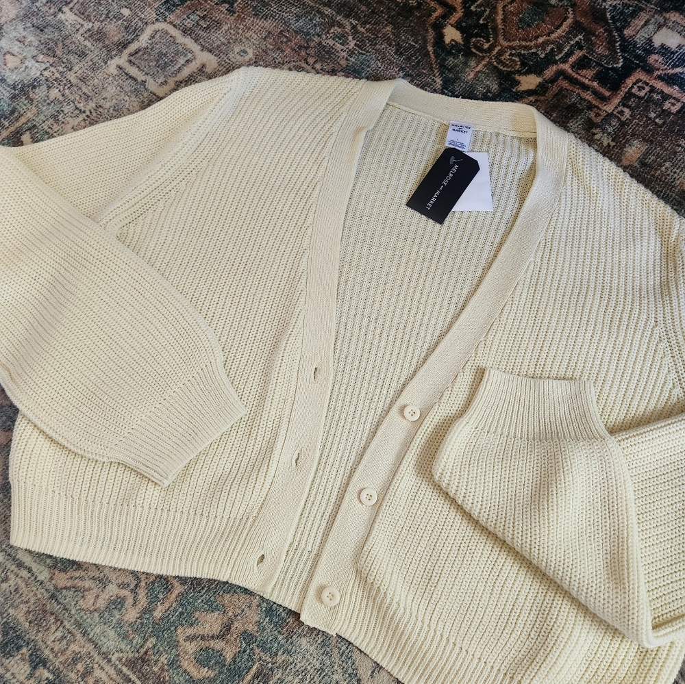Melrose and Market Cream Ribbed Cardigan NWT